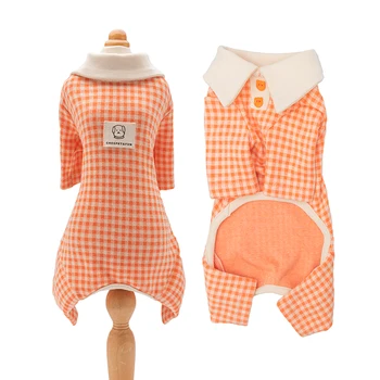 

Dog Overalls for Dogs Autumn Winter Pet Dog Jumpsuit Cute Plaid Dog Costume for Small Dog Cotton Stretchy Puppy Base Coat XS-2XL