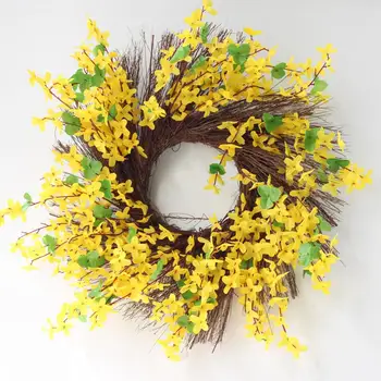 

Winter Jasmine Garland Forsythia Door Wreath Fake Flower Wreath Spring Summer Wreath For Front Door Wedding Home Decorations