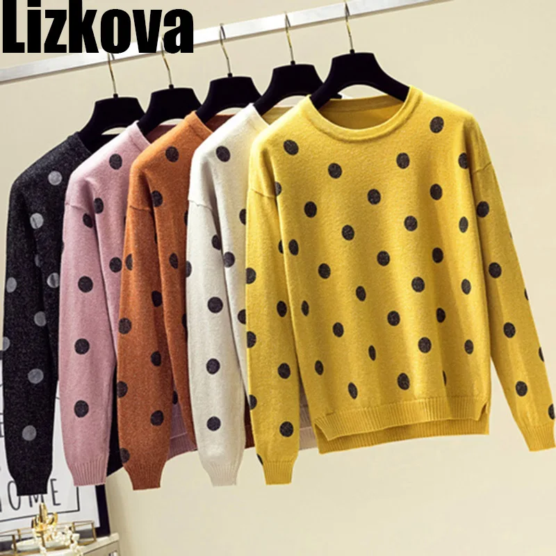 

Autumn Women Solid Color Wave Point Knitted Sweater Soft O-neck Loose Pullover Sweater Casual Wear