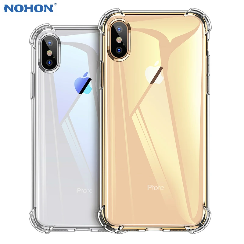 NOHON Shockproof Transparent Phone Case For iPhone XS Max X XR 8 7 Plus 6 6S 5 5S Silicone Protection Back Cover Coque |