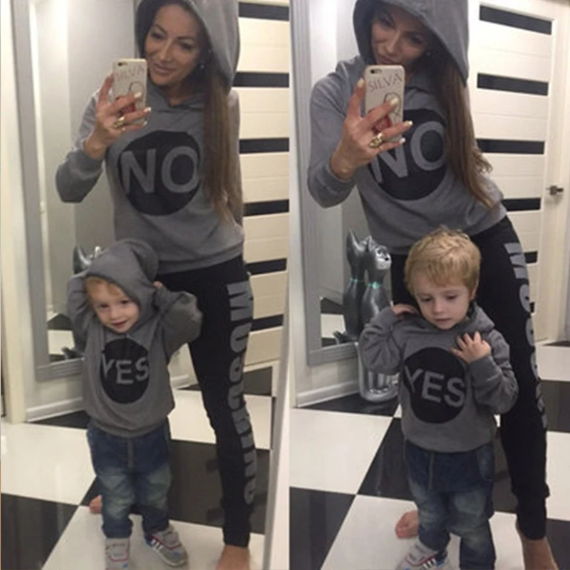 

Mom NO Children YES Letters Sweatshirt Autumn Long Sleeve Family Hoodies Casual Sweatshirts Pullovers Family Matching Clothes