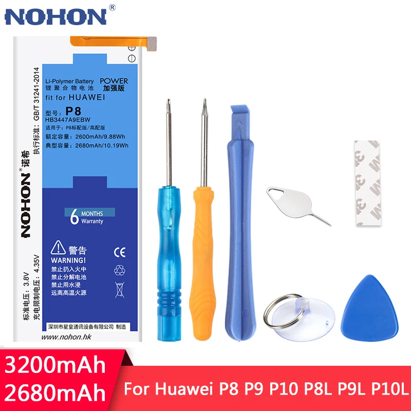 NOHON для Huawei P8 P9 P10 аккумулятор P8Lite P9Lite Lite сменная батарея HB3447A9EBW HB366481ECW