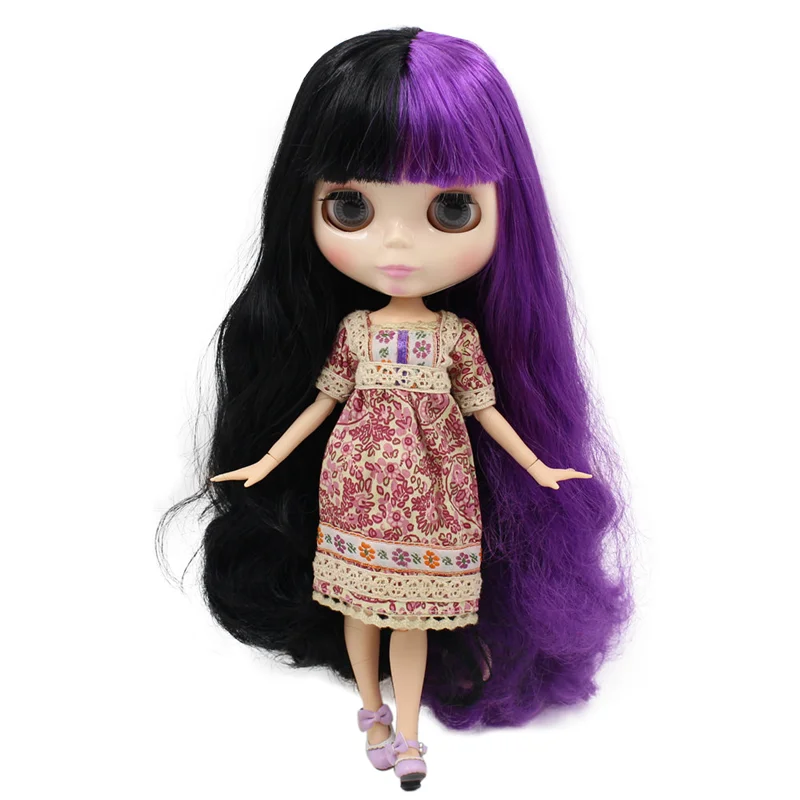 Ледяной DBS Blyth кукольные серии No.280BL1962/117 черно фиолетовые волосы из белой кожи