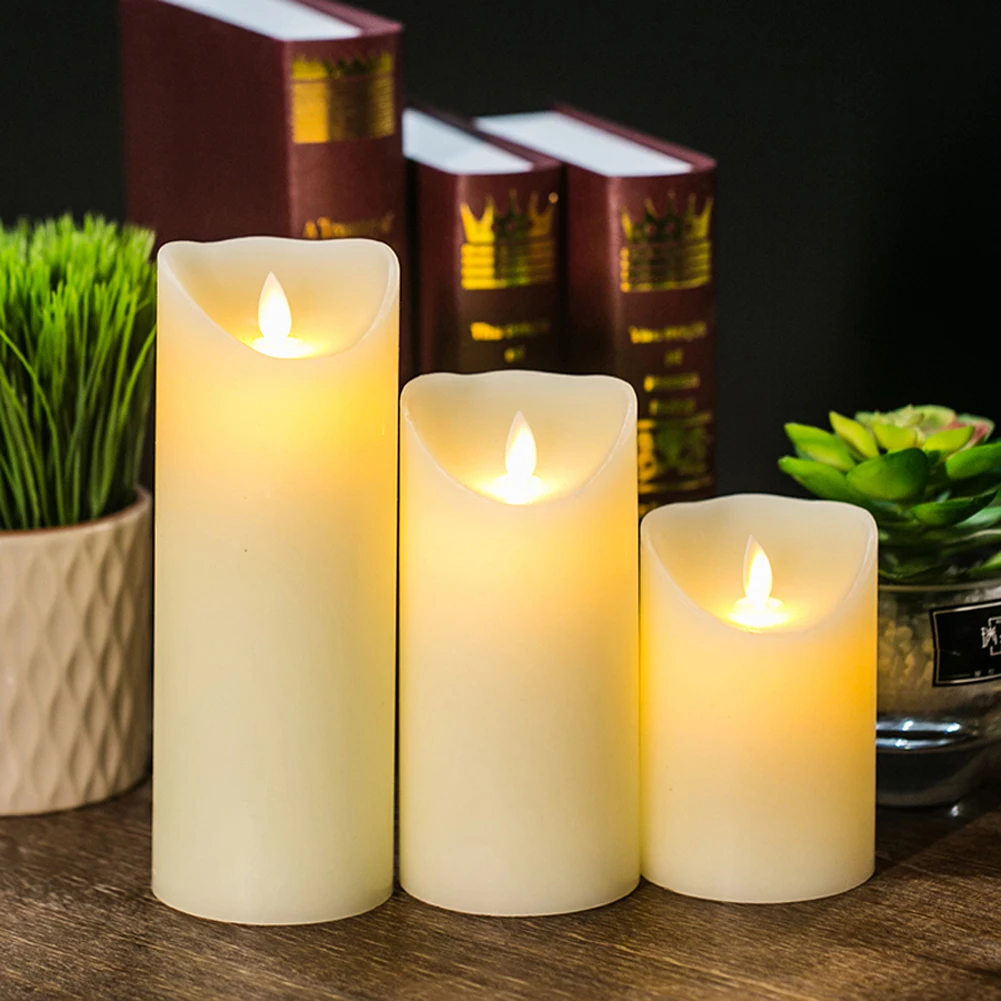 

3 Pcs/ 1 Pcs Candles Lights LED Flameless Candles Light Smooth Flickering Candle Light Battery Operated for Home Wedding Decor