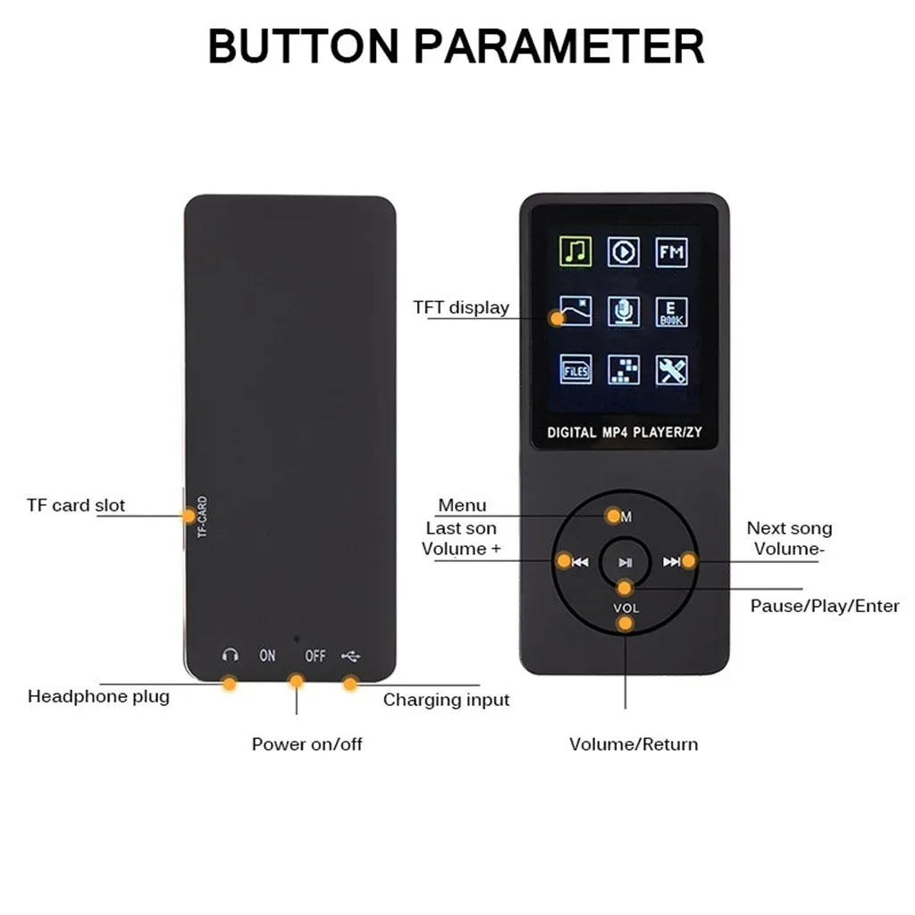 Мини MP3 плеер 1 8 дюймов ЖК экран FM радио видео фильм с динамиком TF карта Mp3 MP4 Музыка