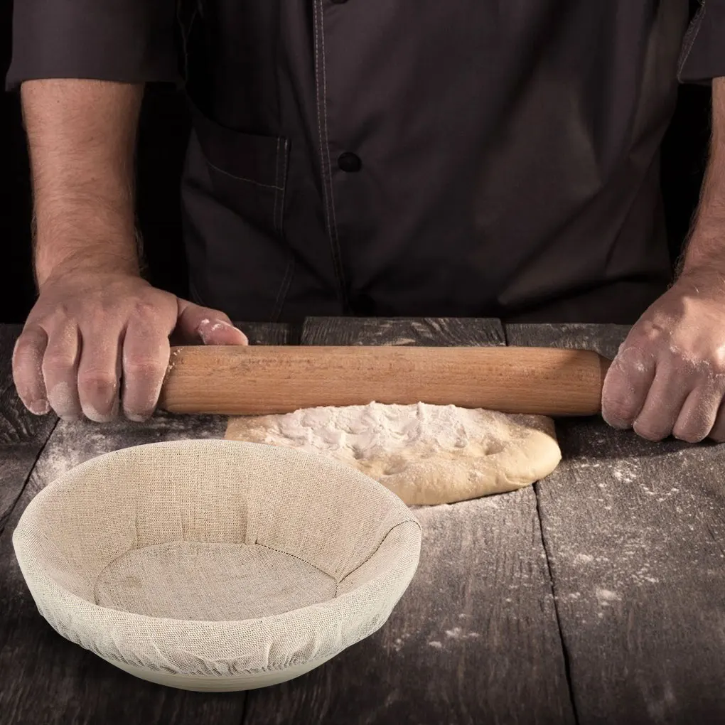 Bread Fermentation Basket Cover Home Bakery Dough Proofing Rated Braided Basket Flax Linen Cotton Cloth