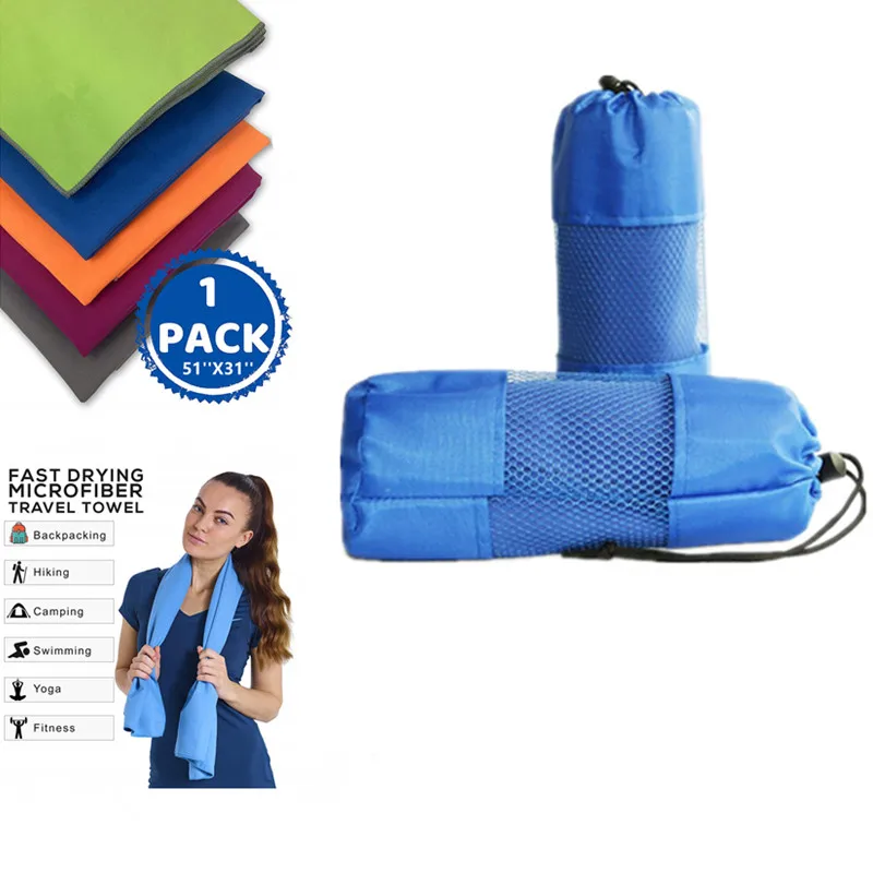 Conjunto de Toalha de Viagem de Microfiber Toalhas de Natação Antibacteriano para Acampar Secagem Rápida Ultra Absorvente Compacto Caminhadas Yoga Natação