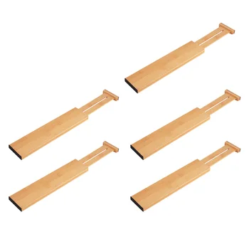 

5PCS Adjustable Drawer Divider Bamboo Flexible DIY Separation Board Plate for Closet Drawer