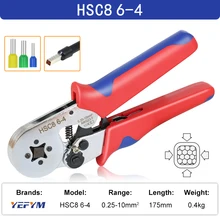 Tubular Terminal Crimping Tools Mini Electrical Pliers HSC8 6-4A/6-4 0.25-10mm² 23-7AWG 6-6 0.25-6mm² High Precision Clamp Sets 