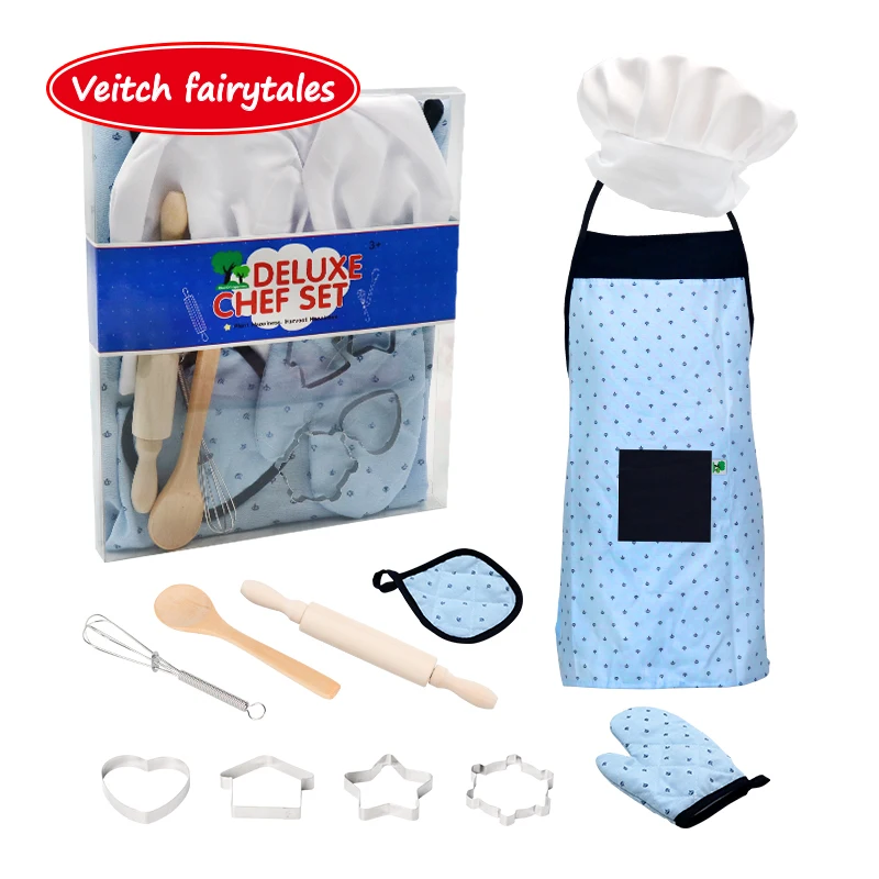 

Veitch fairytales Learning Education Pretend Play Food Cooking Game Baking Tools Children Apron Kitchen Toy Set For Kid Girl Boy
