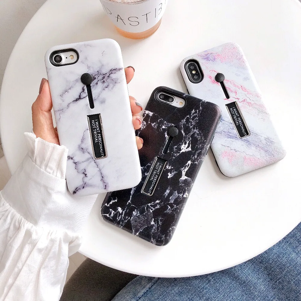Для iPhone 7 Plus 8 X XS MAX XR модные 3D рельефные мраморные кольцевые чехлы для телефонов 6S