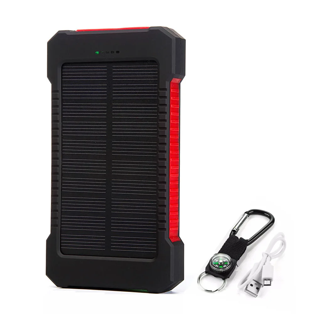 20000mAh External Battery Pack Solar Power Bank Double USB Fast Charging Powerbank Phone Charger For Smart Mobile Phone