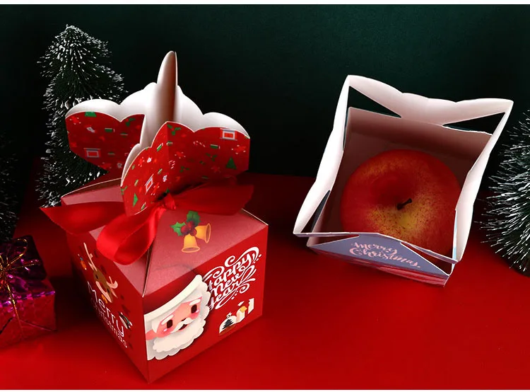 1 шт зеленый цвет Счастливого Рождества время бумажные подарочные коробки с лентой Санта-Клаус рождественские конфеты коробки