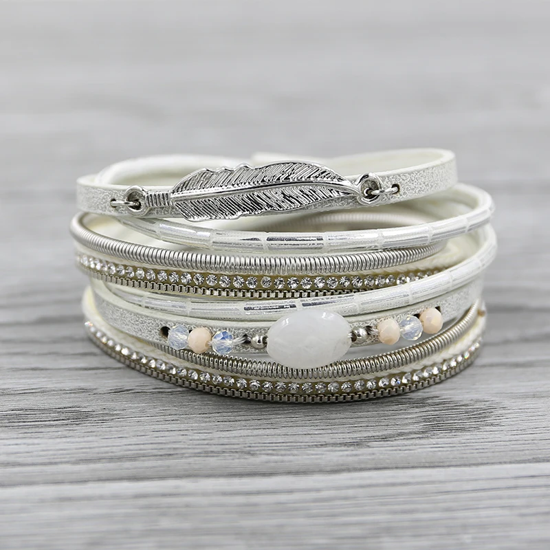 Waliicorners bohemian leather bracelet pearl beaded bracelet black multilayer wrap bracelets 23 Hb6f7ed2b00e94d3b8adadb0dfe05ee51r