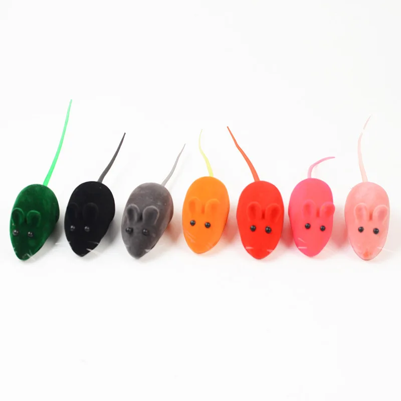 2Pcs False Mouse Toy Colorful Pet Toys Mouse Cat Dog With Sound Play Toys  Flocking Simulation Squeak Sound Rat 