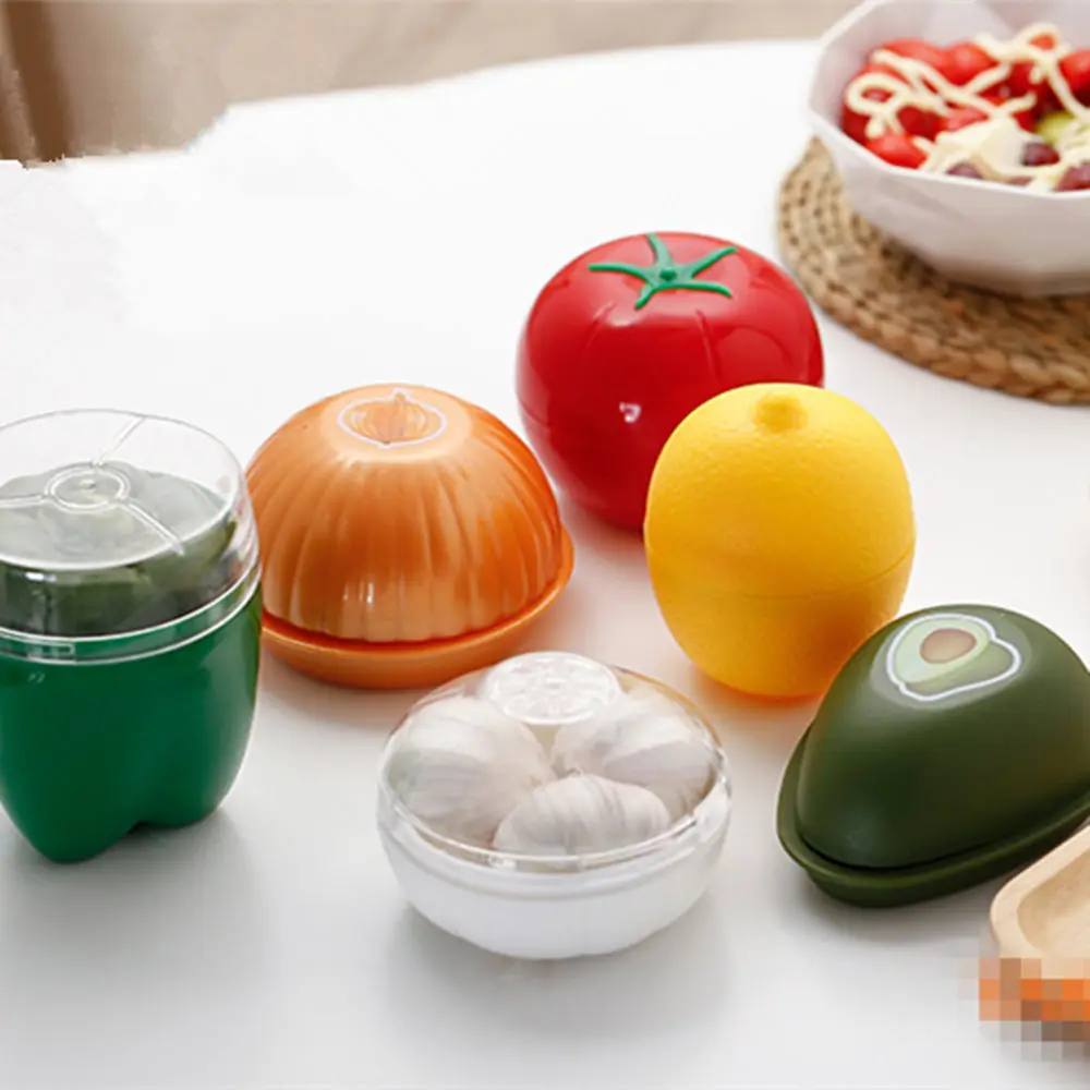 

Kitchen Food Fresh Storage Box Lemon Avocado garlic Plastic Vegetable Fruit Containers Refrigerator Organizer Lemon Storage Case