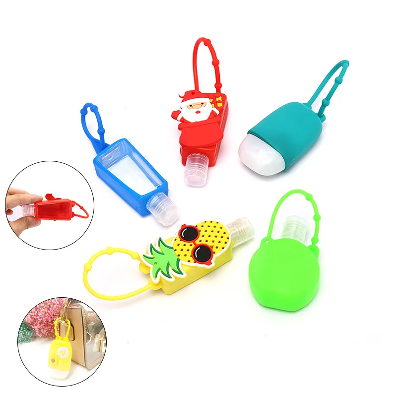 1pc 30ml Cute Cartoon Silicone Bath Shower Hand Sanitizer Bottle Hangable Portable Liquid Soap Dispenser Container Refill Bottle