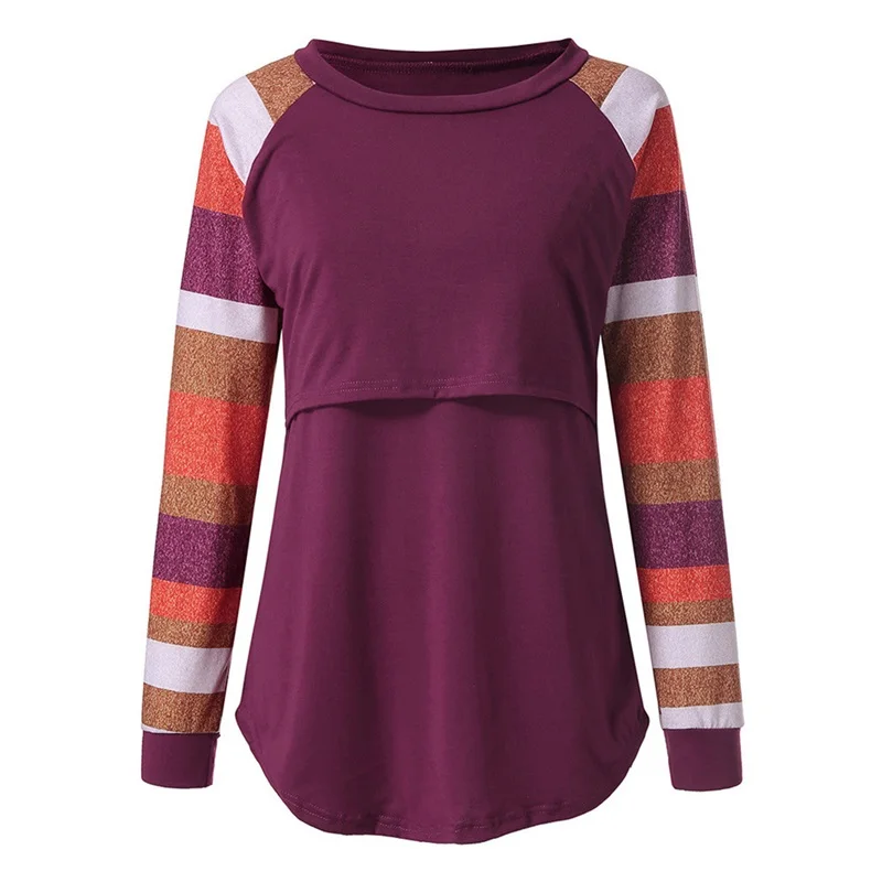 Autumn and winter digital printing round collar long-sleeved lactation dress jacket for feeding nursing dresses breastfeeding