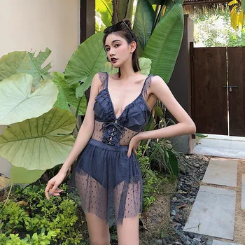 

Women's Beach Outings 2018 Woman Swimsuit Female Fused Swimwear 2019 Swimsuits One Piece Korean Ins Sexy Red Dress Backless Hot