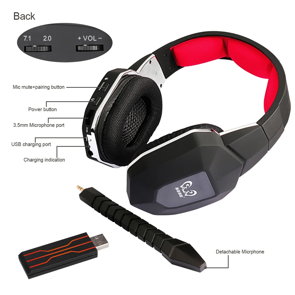 USB7 1 wireless Gaming Headset Gamer Headphones 7 1 Surround Sound Stereo Earphones USB Microphone video gaming PS4 PC Gamer