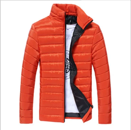 Мужская приталенная утолщенная куртка размера плюс, осенняя Зимняя Новая повседневная модная куртка с длинным рукавом, Молодежный пуховик - Цвет: 5-orange