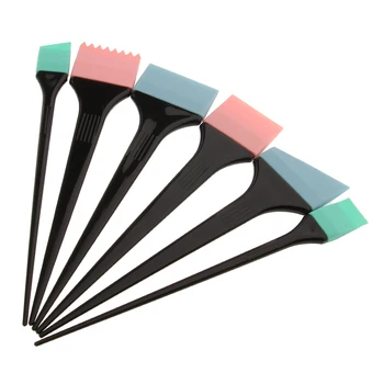 

6pcs Durable Reusable Silicone Hair Dye Dyeing Tint Coloring Highlights Highlighting Brush Set Face Mask Quick Applicator Kit