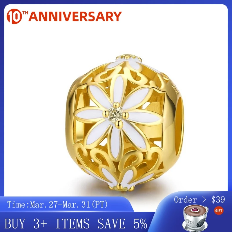

CodeMonkey Enamel Flower Round Beads for Women Jewelry Making 925 Sterling Silver Openwork Round Charm Luxury Jewelry C1216