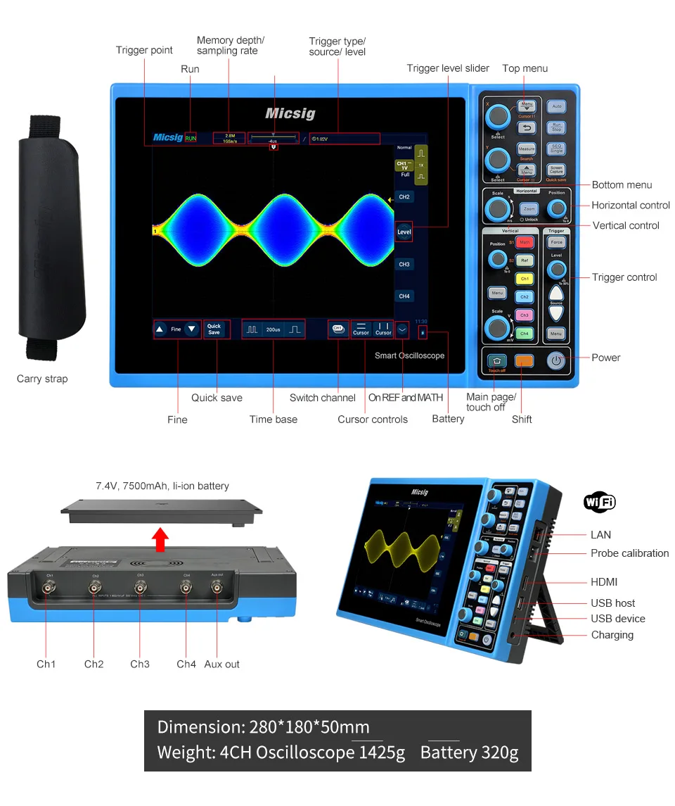 Original Micsig Digital Smart Oscilloscope 150MHz handheld oscilloscope