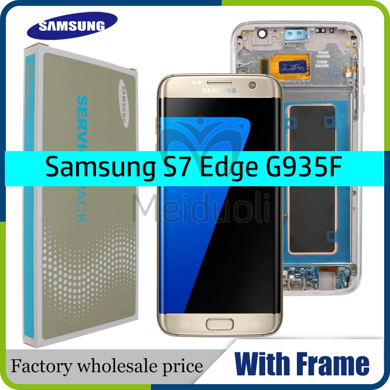 

SUPER AMOLED 5.5''display with frame for SAMSUNG Galaxy s7 edge G935F LCD Display Screen Digitizer Assembly+Service package