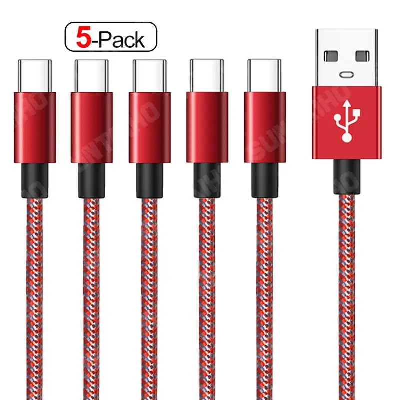 5 Pack 3a Type C Cable For Samsung S20 S10 Plus Fast Charger Charging