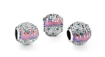 

New Authentic 925 Sterling Silver Beads Enamel Round Charms Fit Original Pan Bracelet Necklace For Women DIY Jewelry 1 Pcs