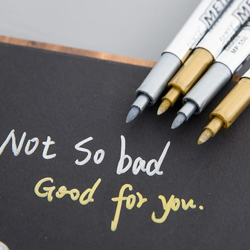 2Pcs Metal Fabric Markers Pens Permanent Paint DIY Metalic Marker Pens