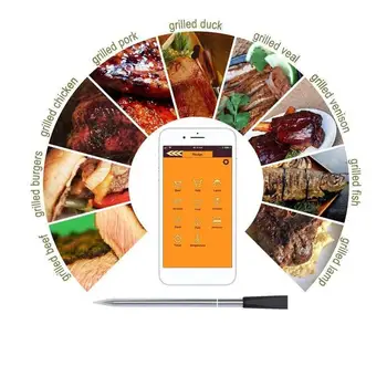

Bbq Wireless Thermometer Kitchen Smart Barbecue Food Oven Thermometer Stainless Steel Probe Temperature Indicator