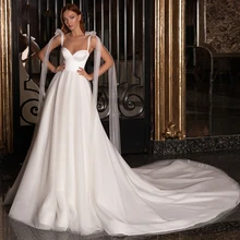 White Wedding Dress Lace 3D Flower O-neck Long Sleeve Simple Bridal Dresses Zipper Custom Made Plus Size Wedding Gown