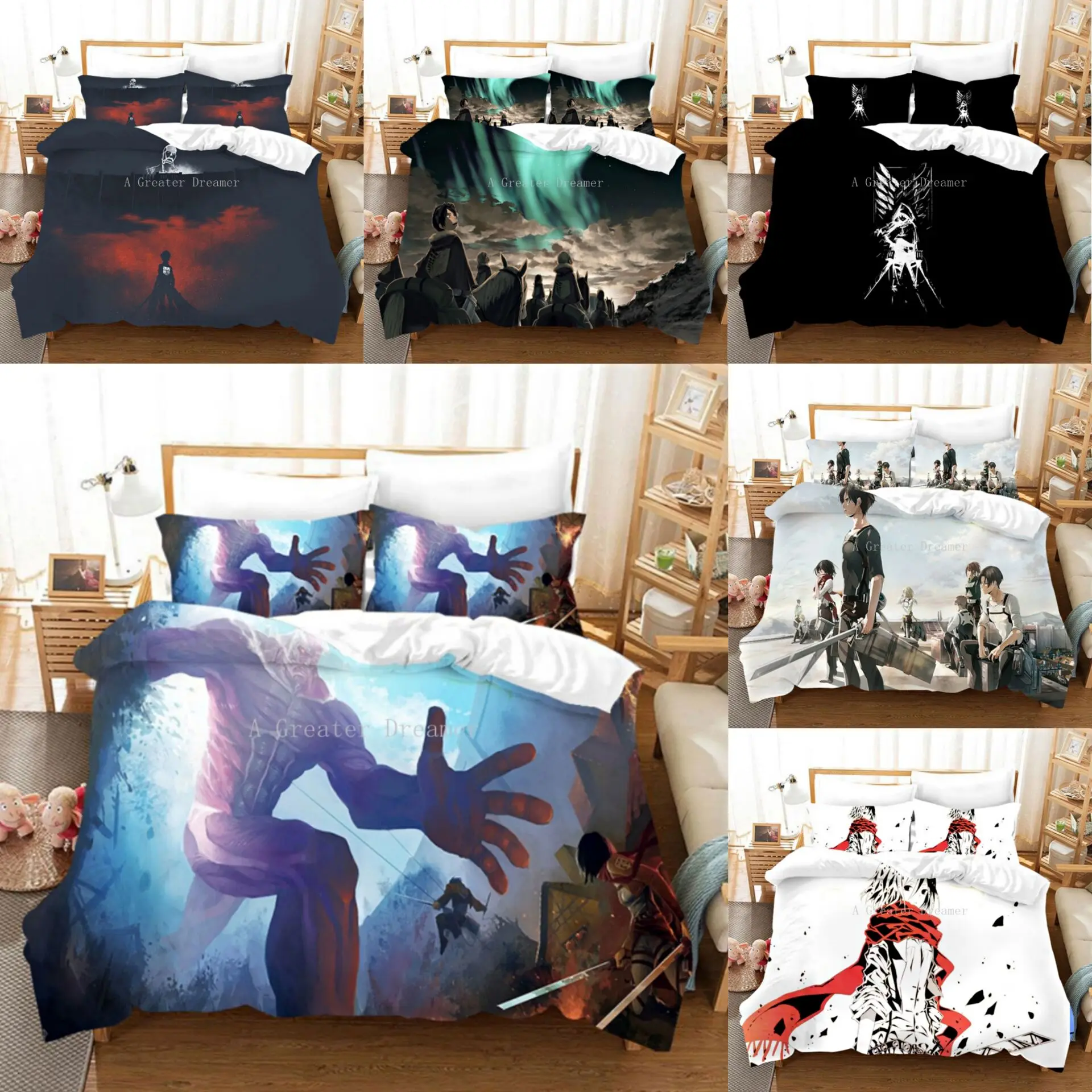 

3D Bedding Set Attack On Titan Duvet Cover Bedroom For Boys Adults Comforter Set Bedclothes Custom For Home Textiles