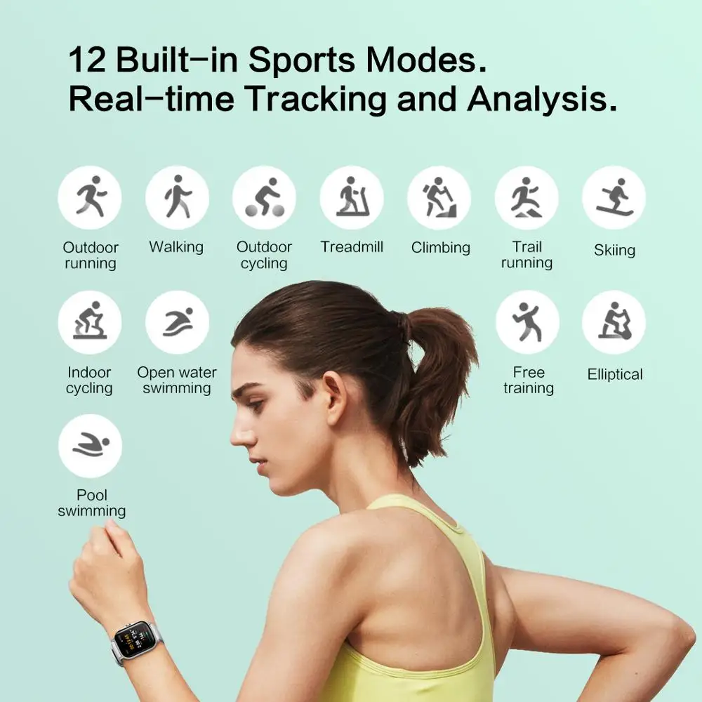 Original Amazfit GTS 2 Smartwatch 12 Sport Modes 5ATM Water Resistant Alexa Built-in AMOLED Display All Day Tracking Smart Watch
