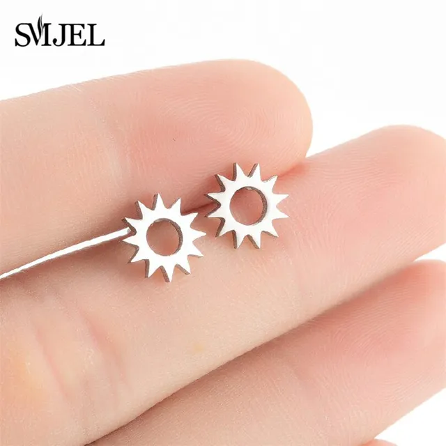 Stainless Steel Mini Stud Earrings Mushroom Cherry Weather Sun Water Droplets Cartilage Ear Piercing Jewelry Skull Face Studs 417