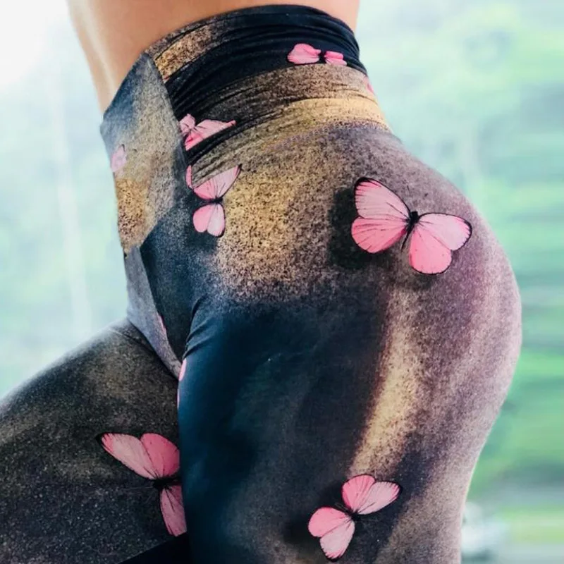 

Red Butterfly Digital Printing Slim Fit High Waist lady Pants Leggings