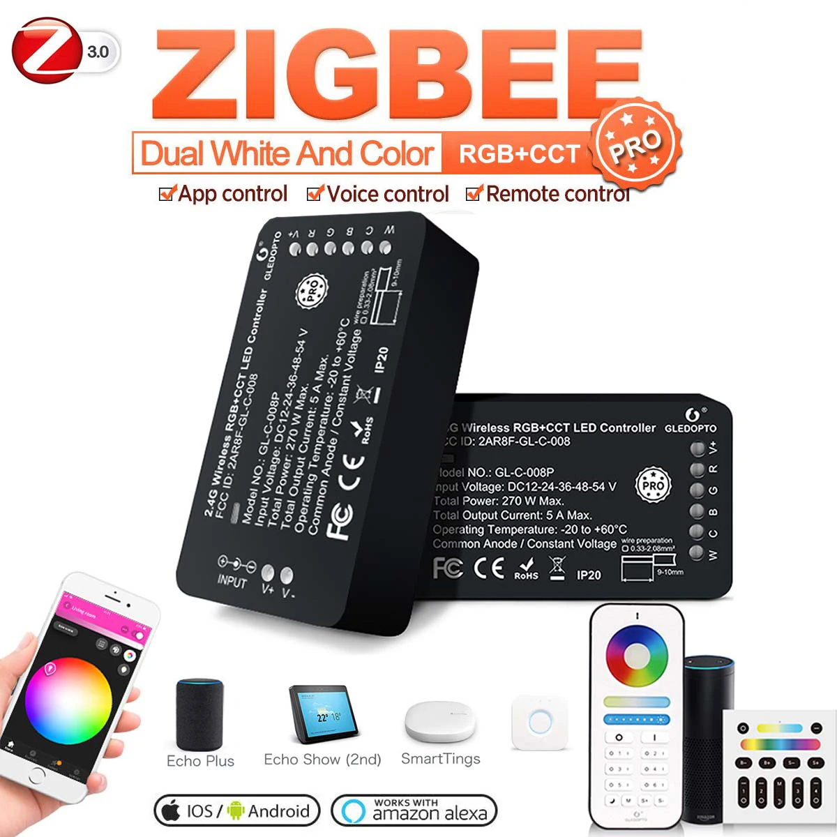 Умная Светодиодная лента OPTO DC 12 В 24 RGB + CCT Zigbee 3 0 ler Pro 6-зонный Радиочастотный пульт