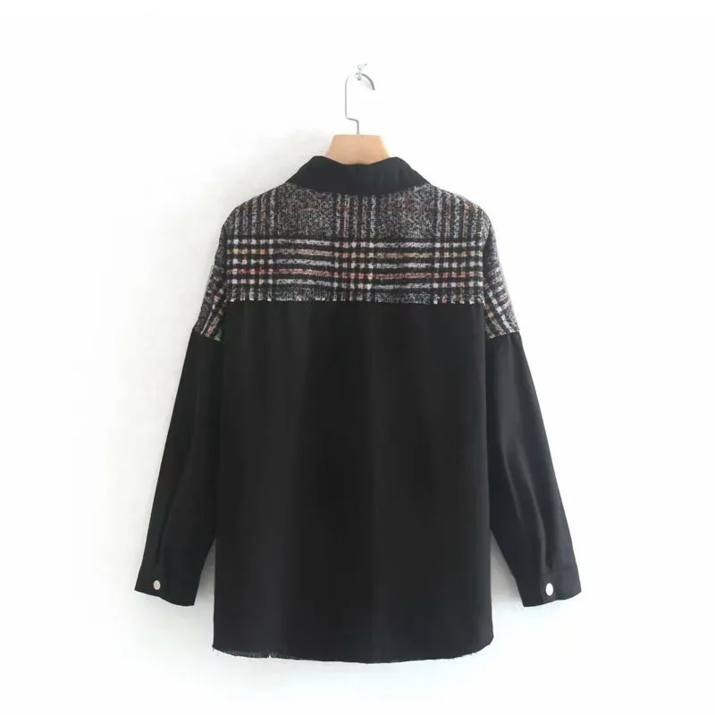 

Autumn New Products Retro Large Version of Loose-Fit Long Sleeve Joint Pocket Front Short Long Back Jacket Coat