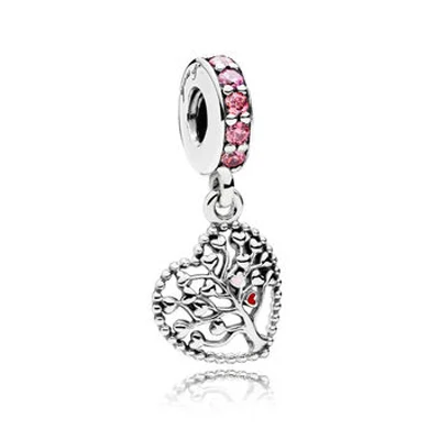 European 925 Sterling Silver Family Tree of Love Dangle Charm with CZ Fit Original Pandora Bracelet for Women Jewelry Gifts | Украшения и
