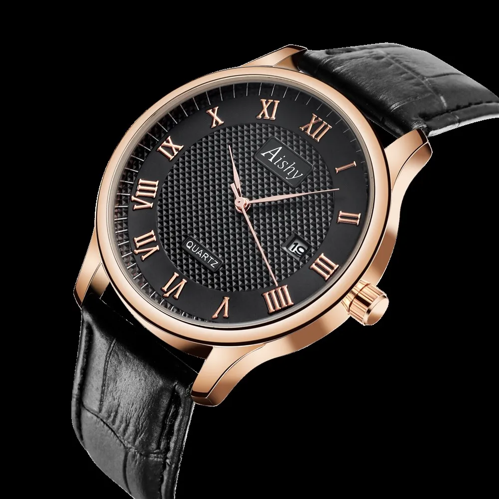 Men watch  genuine leather  classical  quartz wristwatch  Aishy  high quality watch   часы мужские  reloj  hombre