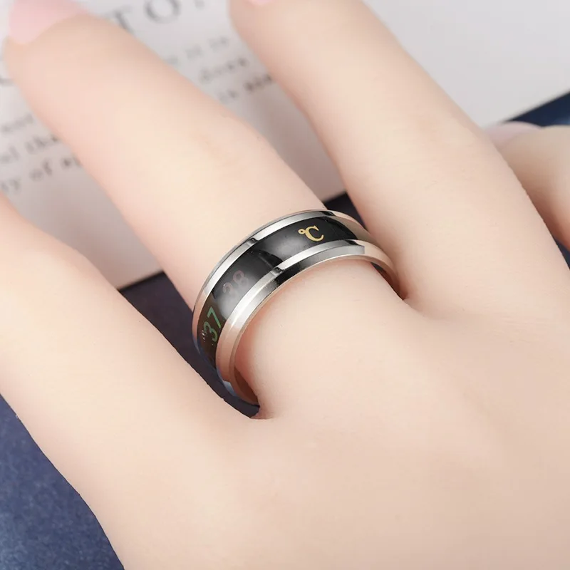 Multifunctional Waterproof Temperature Rings for Women Men Stainless Steel Sense Celsius Intelligent Smart Ring Finger Jewelry
