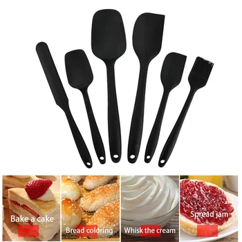 

6Pcs Silicone Spatula Set Cream Butter Cake Spatula Mixing Batter Scraper Brush Butter Mixer Cake Brushes Baking Cooking Tool