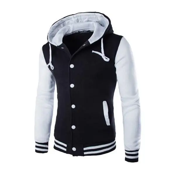 Men Baseball Jacket Boy Patchwork Button Hoodies Coat Mens Slim Fit College Varsity Outdoor Sportswear Brand Stylish Veste Homme rain jacket men