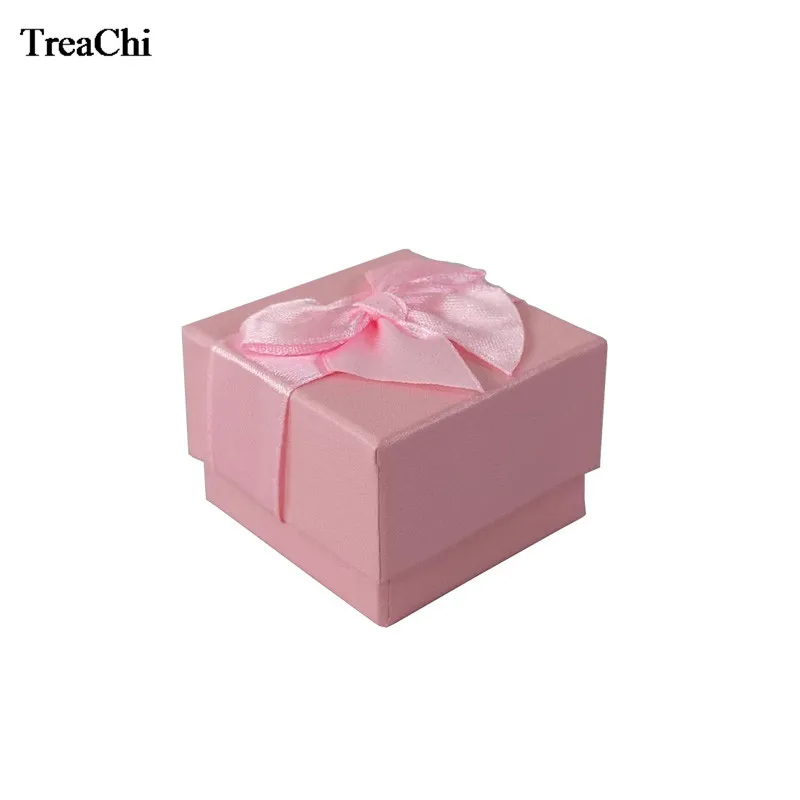 24Pcs/lot Quality Papper Jewelry Display Box Fashion Color Ring Jewelry Storage Organizer Ribbon Gift Box 5*5*3.8cm Wholesale