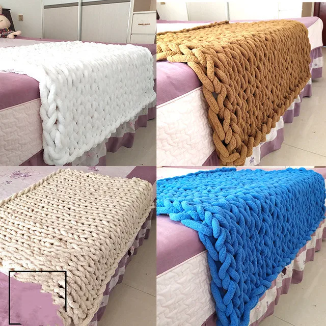 

Chenille Chunky Blanket Thick Throw Blanket Warm Winter Home Sofa Bed Throws Blankets Home Textiles Sofa Decorative Mats Pads
