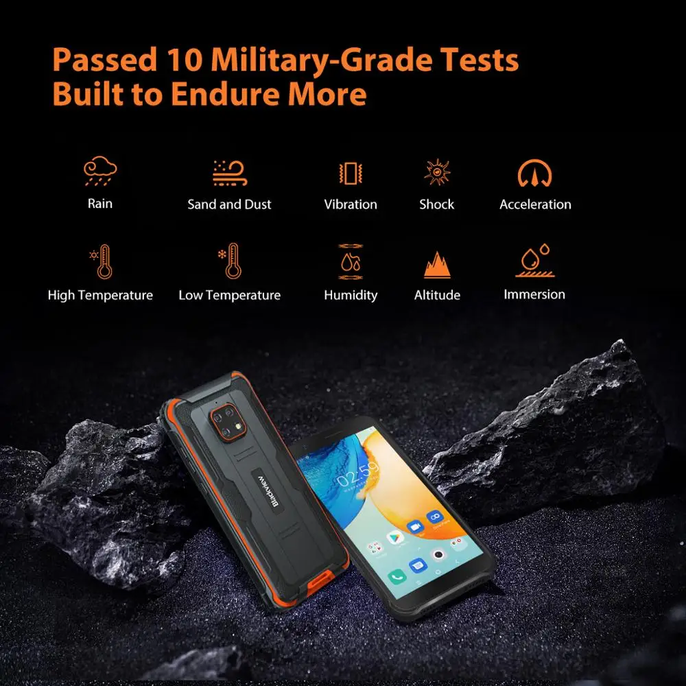 Blackview BV4900 Pro IP68 Rugged Phone 4GB 64GB Octa Core Android 10 Waterproof Mobile Phone 5580mAh NFC 5.7 inch 4G Cellphone