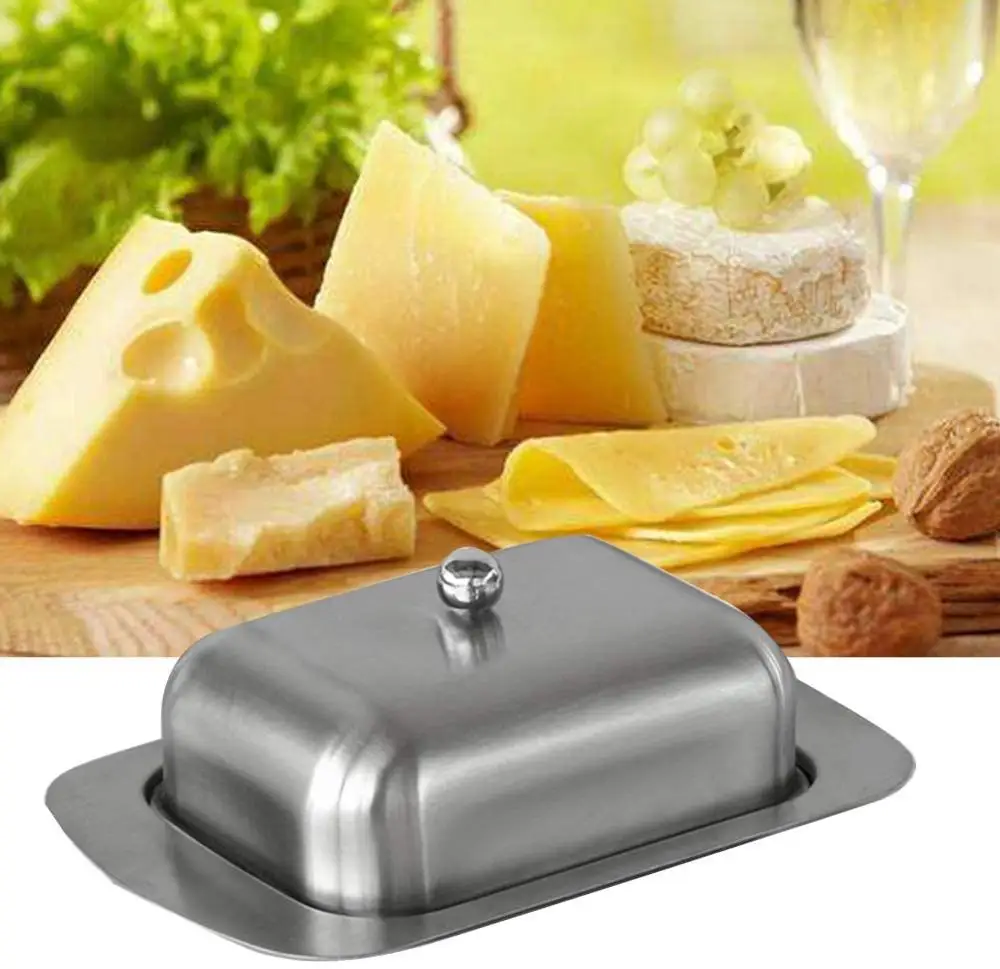 Butter Dish Stainless Steel Butter Dish with Lid Solid Cheese/Butter Container Cheese Storage Box Ideal Kee butter storage box