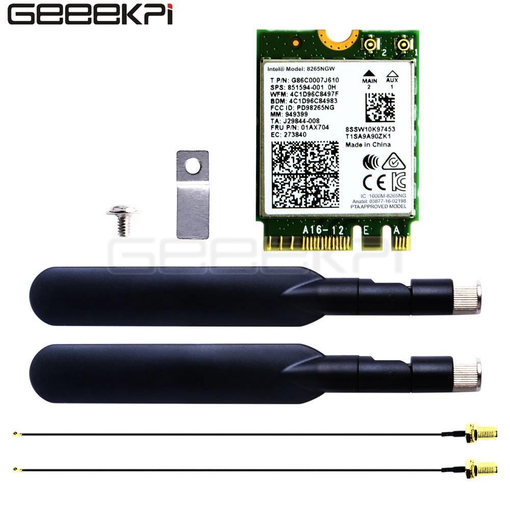 

GeeekPi AC8265 Wireless NIC Module2.4G/5G WiFi Bluetooth 4.2 Antenna for Jetson Nano Support Linux / Windows 10/8.1/8/7